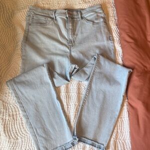 Express Light Blue Straight Leg Jeans